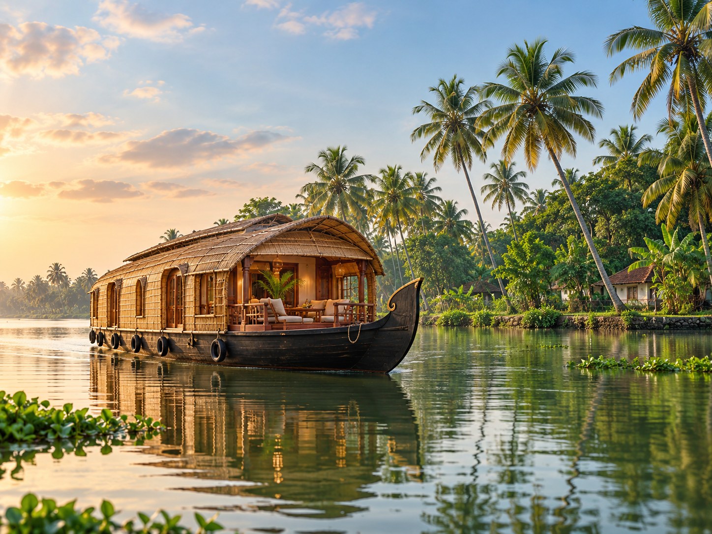 Traditional Kerala houseboat on the Alappuzha backwaters